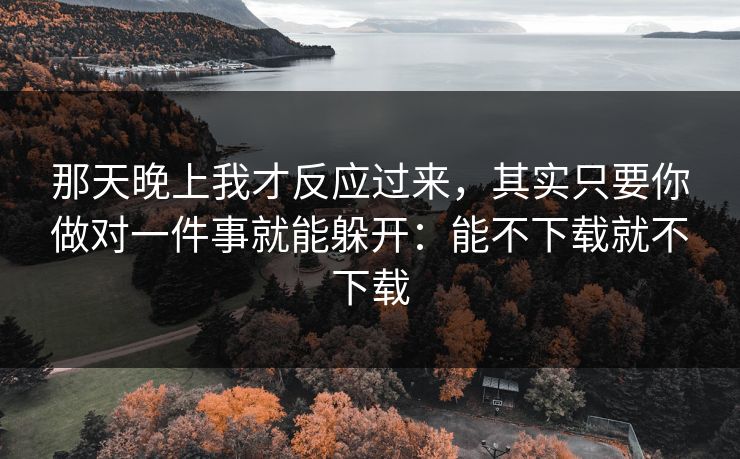 那天晚上我才反应过来，其实只要你做对一件事就能躲开：能不下载就不下载