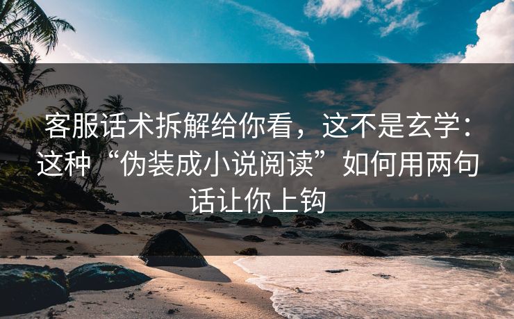 客服话术拆解给你看，这不是玄学：这种“伪装成小说阅读”如何用两句话让你上钩