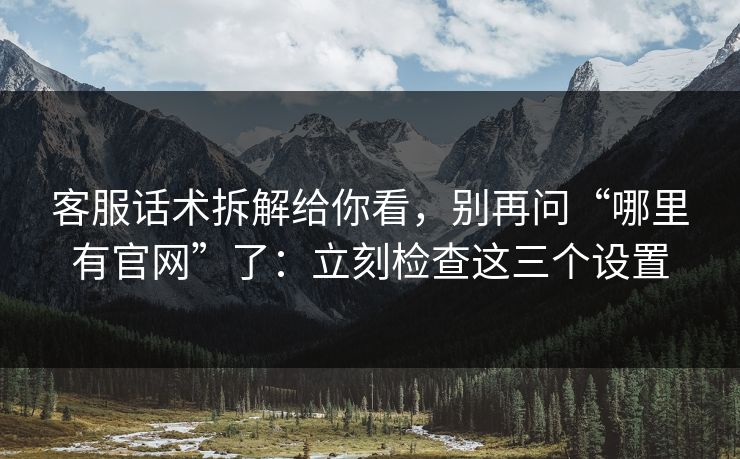 客服话术拆解给你看，别再问“哪里有官网”了：立刻检查这三个设置