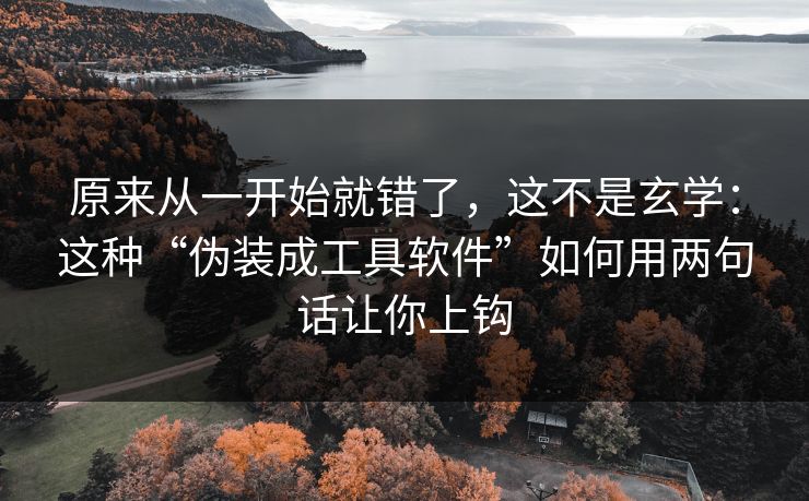 原来从一开始就错了，这不是玄学：这种“伪装成工具软件”如何用两句话让你上钩