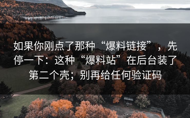 如果你刚点了那种“爆料链接”，先停一下：这种“爆料站”在后台装了第二个壳；别再给任何验证码