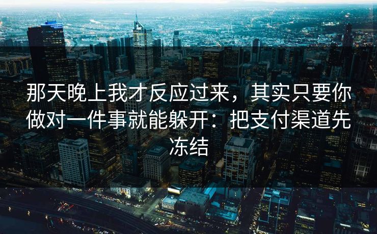 那天晚上我才反应过来,其实只要你做对一件事就能躲开:把支付渠道先冻结 那天晚上我才反应过来,其实只要你做对一件事就能躲开:把支付渠道先冻结