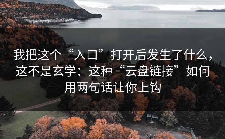 我把这个“入口”打开后发生了什么,这不是玄学:这种“云盘链接”如何用两句话让你上钩 我把这个“入口”打开后发生了什么,这不是玄学:这种“云盘链接”如何用两句话让你上钩