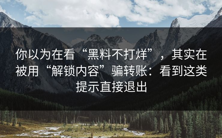 你以为在看“黑料不打烊”,其实在被用“解锁内容”骗转账:看到这类提示直接退出 你以为在看“黑料不打烊”,其实在被用“解锁内容”骗转账:看到这类提示直接退出