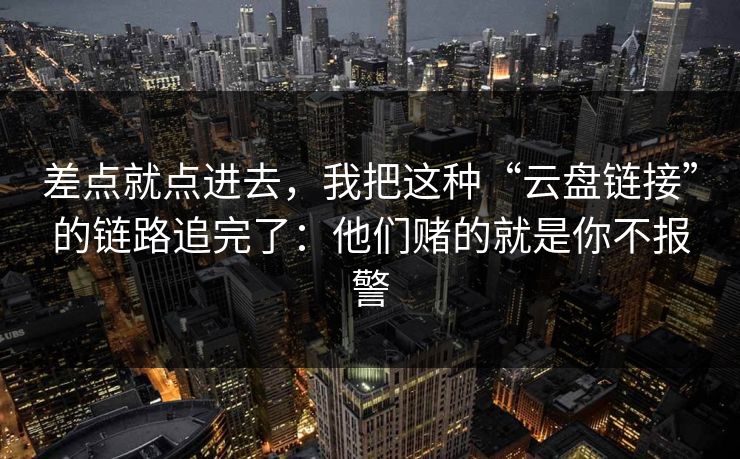 差点就点进去,我把这种“云盘链接”的链路追完了:他们赌的就是你不报警 差点就点进去,我把这种“云盘链接”的链路追完了:他们赌的就是你不报警